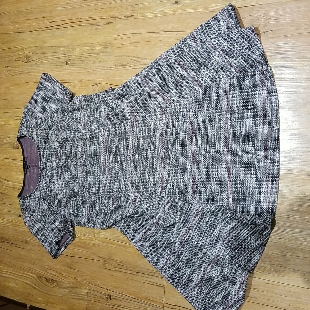 Lane Bryant purplecreamblack grey tweed short sleeve bottom flare dress sz 14/16